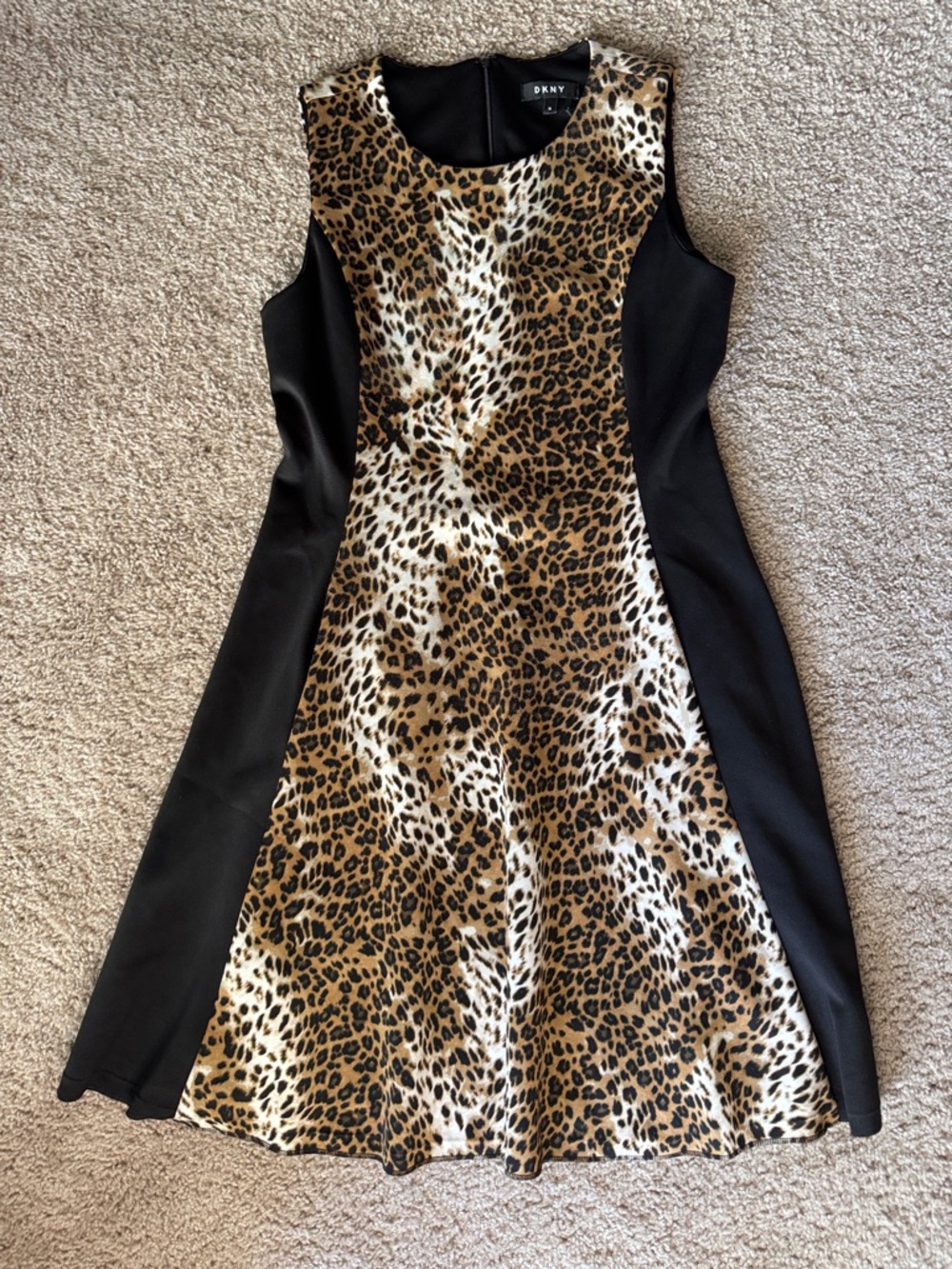 DKNY Leopard-Print A-Line Mini Dress in Black and Brown